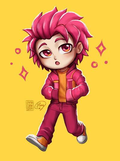 Chibi, Full color, Flat background